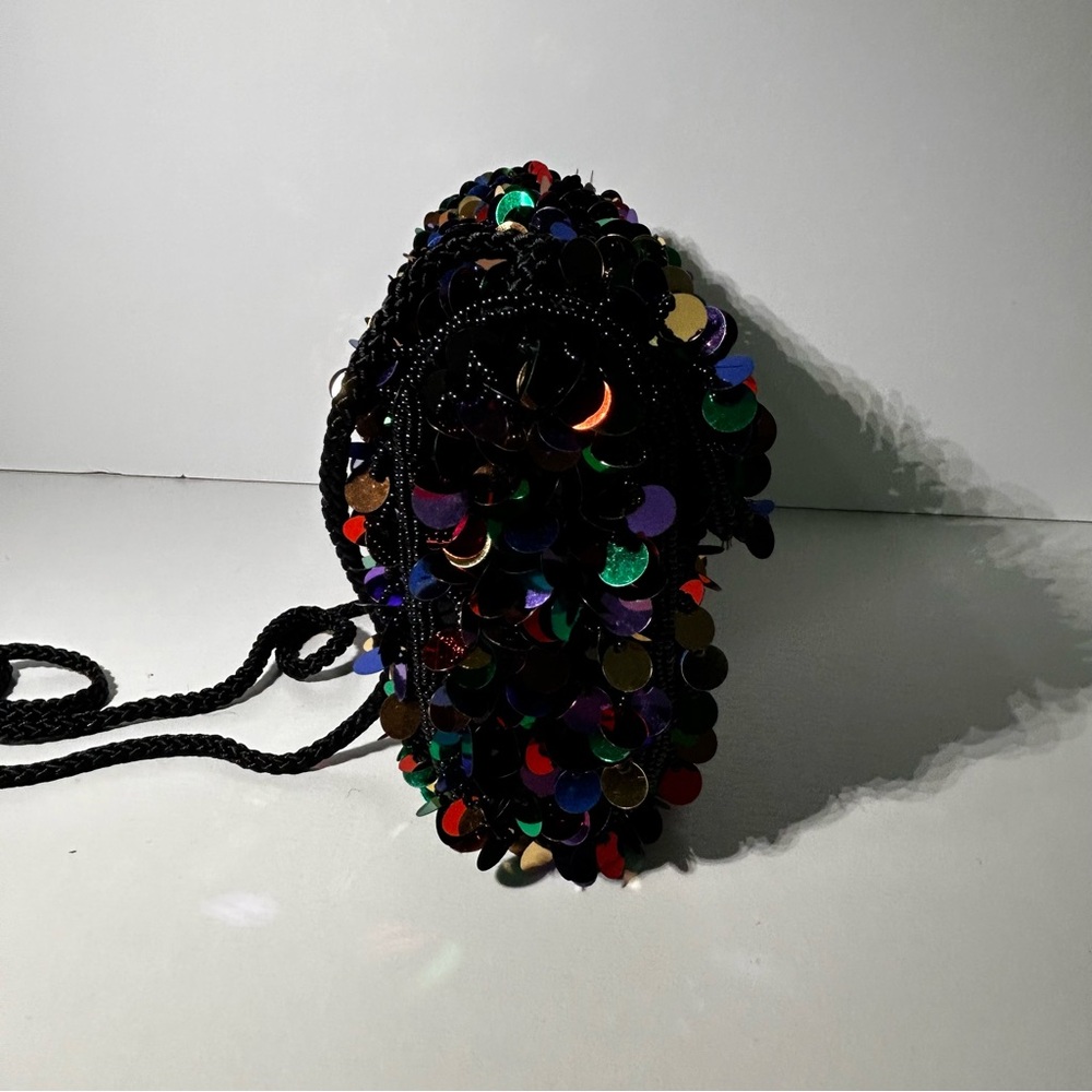 DELILL Bronze Multicolor Sequin Beaded Hand Made Clutch Handbag Purse Vintage - Picture 7 of 7